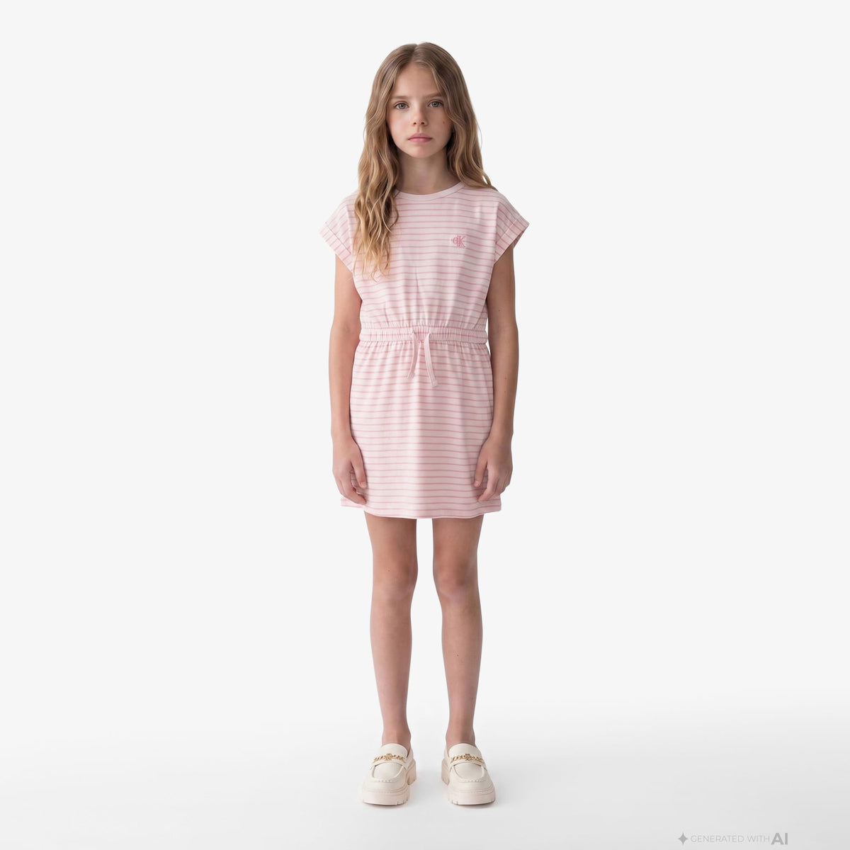 Calvin Klein Feeder Stripe Çocuk Pembe Elbise