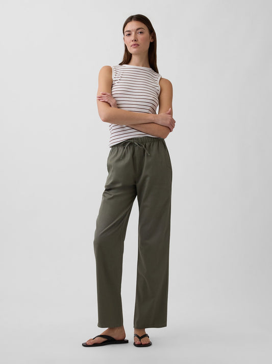 Haki Mid Rise Easy Twill Pantolon