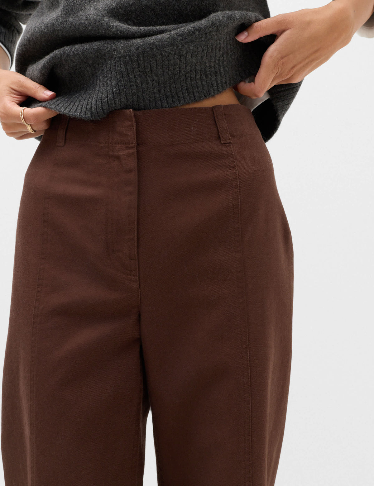 Saf Pamuklu Yüksek Bel Wide Leg Pantolon
