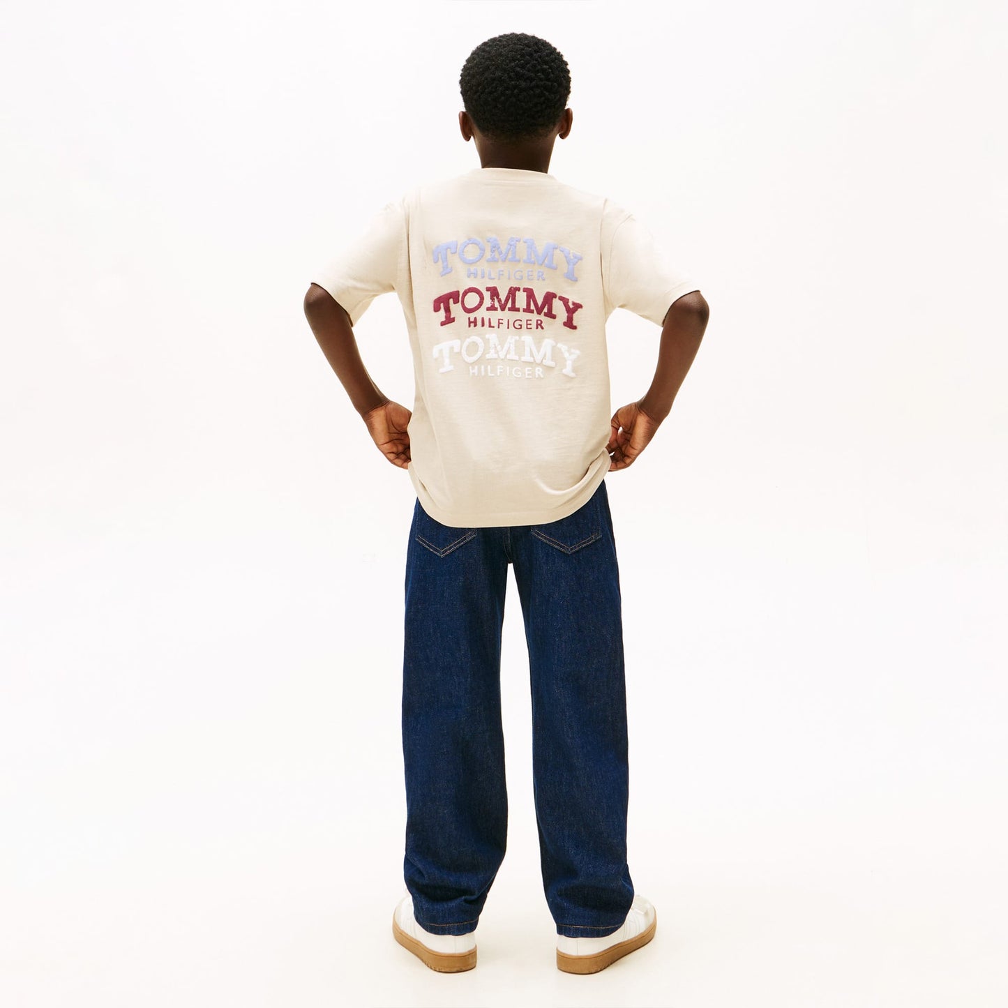 Tommy Hilfiger Washed Faded Graphic Çocuk Bej T-shirt
