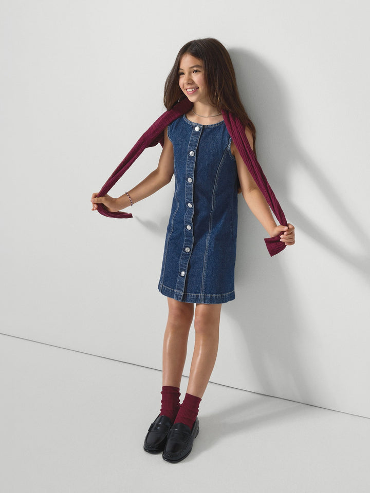Koyu Mavi Denim Elbise