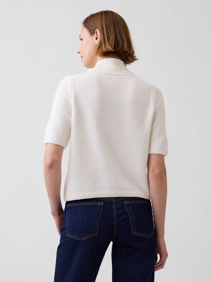 Kırık Beyaz Cashsoft Mockneck Elbow-sleeve Kazak