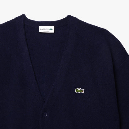 Lacoste Relaxed Fit V Yaka Erkek Lacivert Hırka