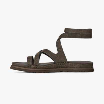 Ugg Goldengaze Embossed Ankle Wrap Kadın Siyah Sandalet