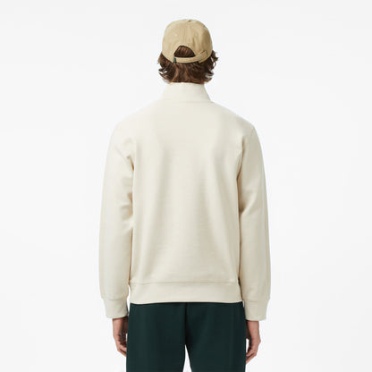 Lacoste Erkek Classic Fit Yarım Fermuarlı Monogram Krem Sweatshirt