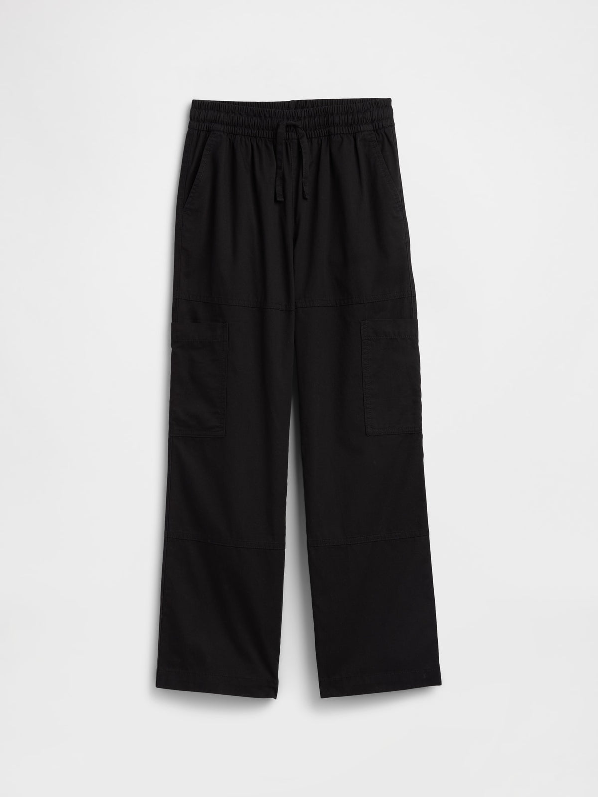 Siyah Pull-on Relaxed Denim Kargo Pantolon