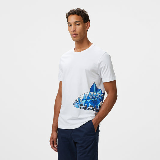 Nautica Erkek Beyaz Regular Fit Baskılı T-shirt