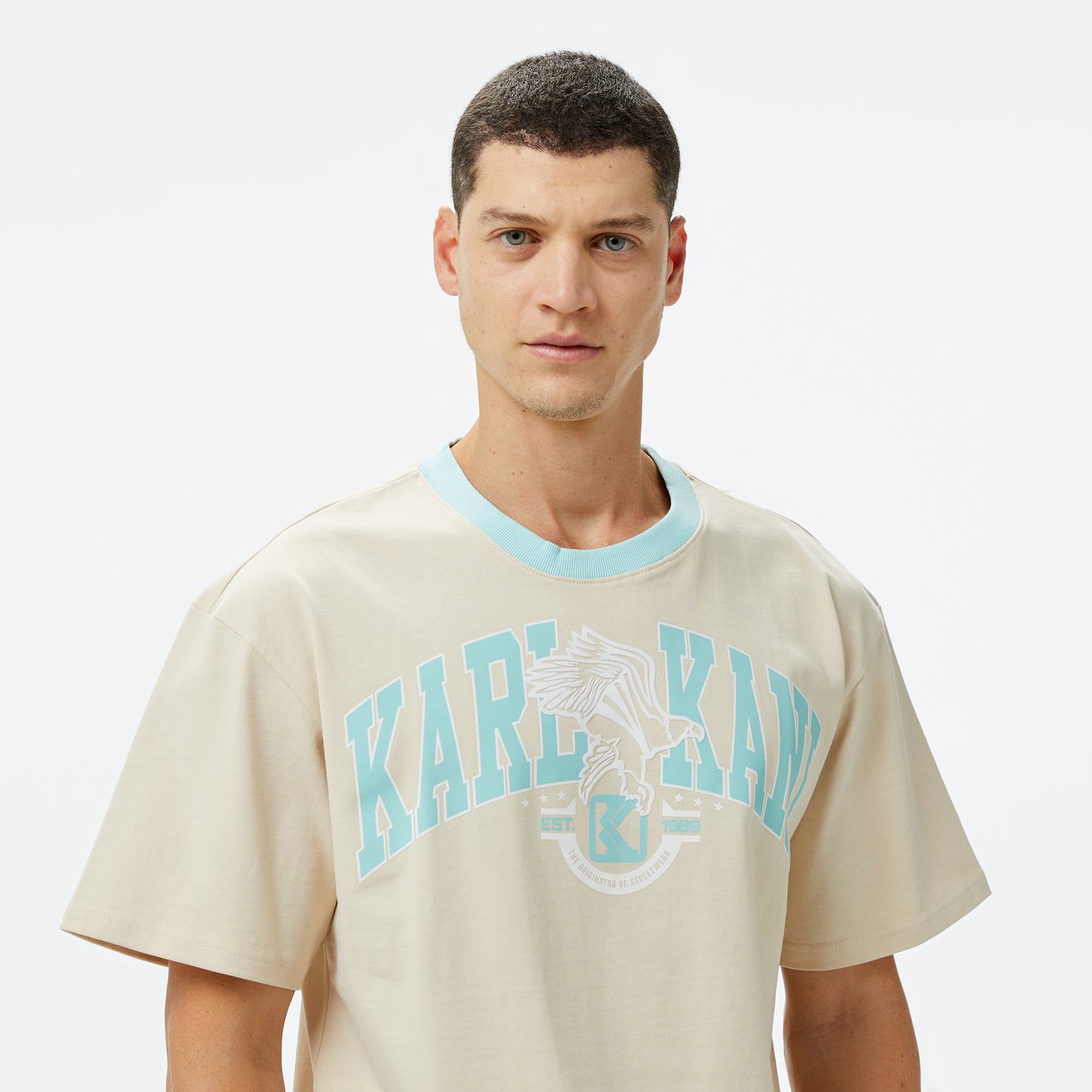 Karl Kani Og Eagle Print Erkek Krem T-shirt