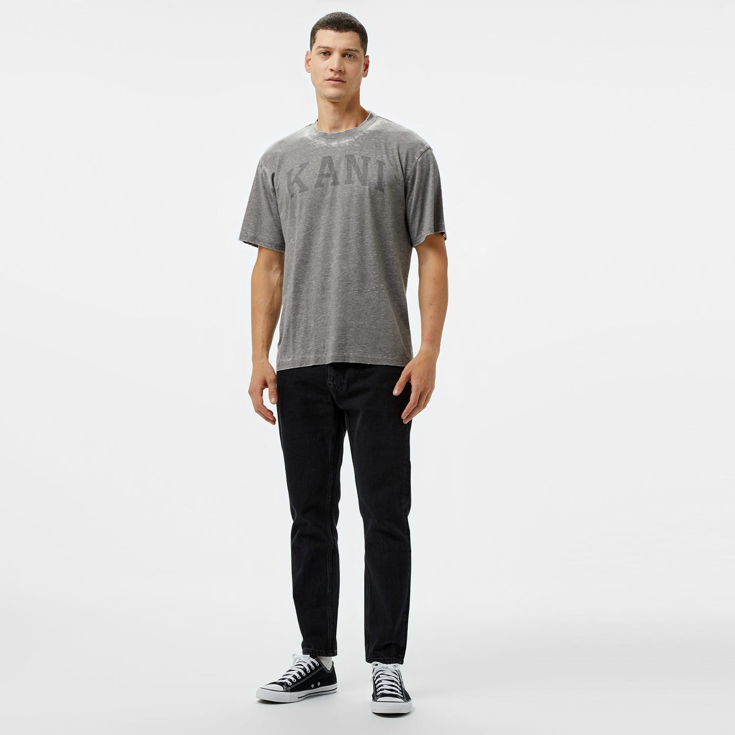 Karl Kani Serif Burnout Erkek Gri T-shirt