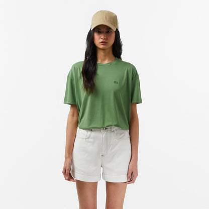 Lacoste Kadın Relaxed Fit Bisiklet Yaka Yeşil T-shirt