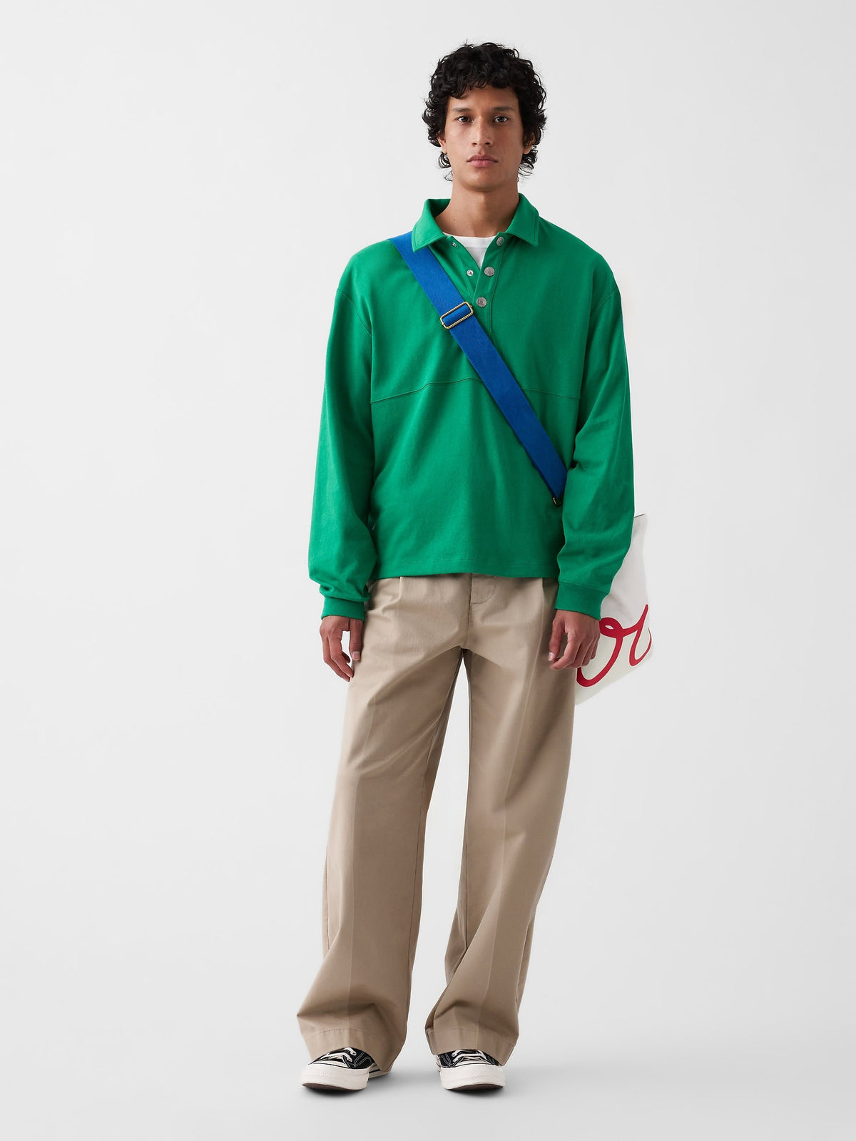 Bej Gap × Malbon Pileli Baggy Khaki Pantolon