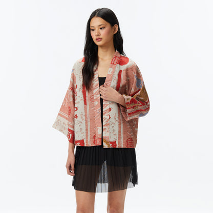Unıted4 Regular Fit Kadın Krem Kimono