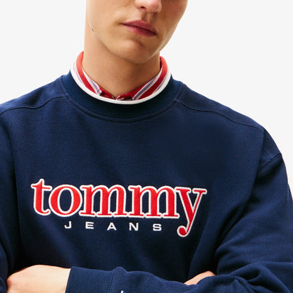 Tommy Hilfiger Erkek 90s Texture Graphic Erkek Lacivert Sweatshirt