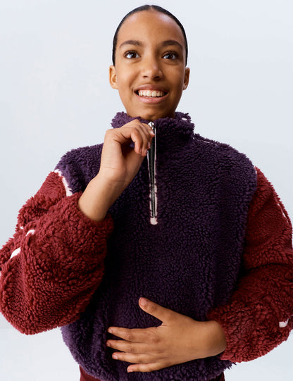 Yarım Fermuarlı Peluş Sweatshirt