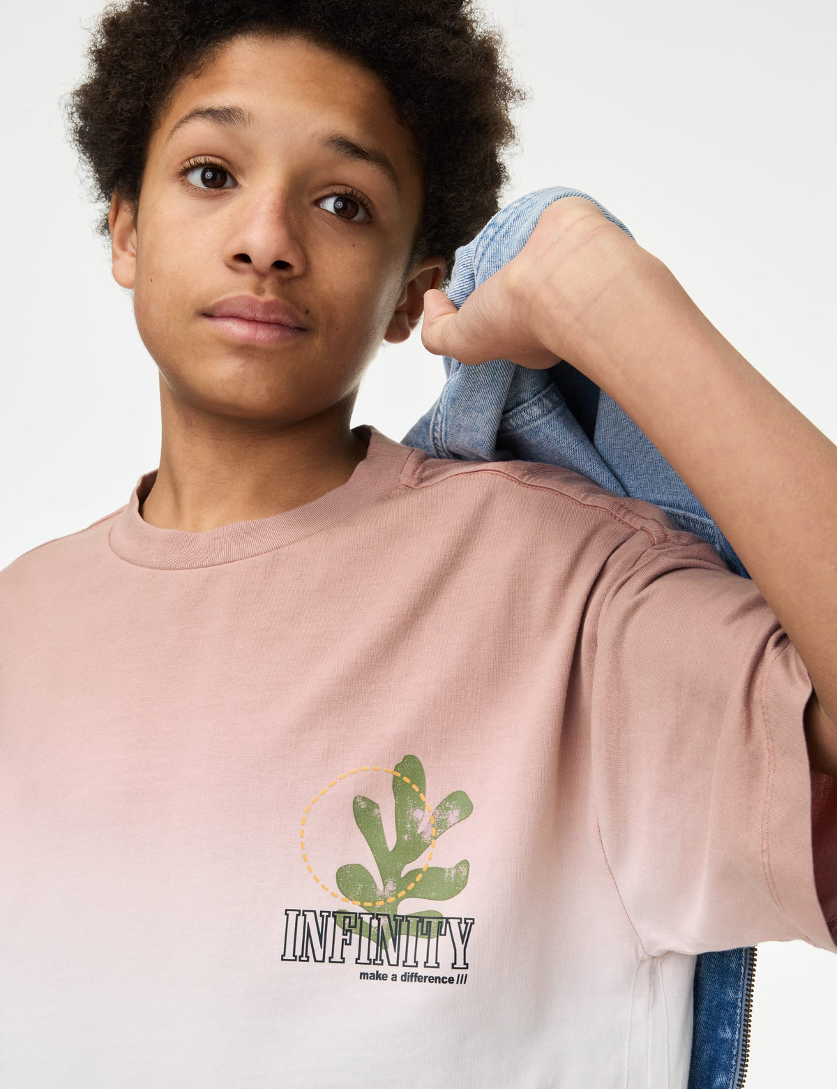 Saf Pamuk Ombre Yazılı T-shirt (2–16 Yaş)