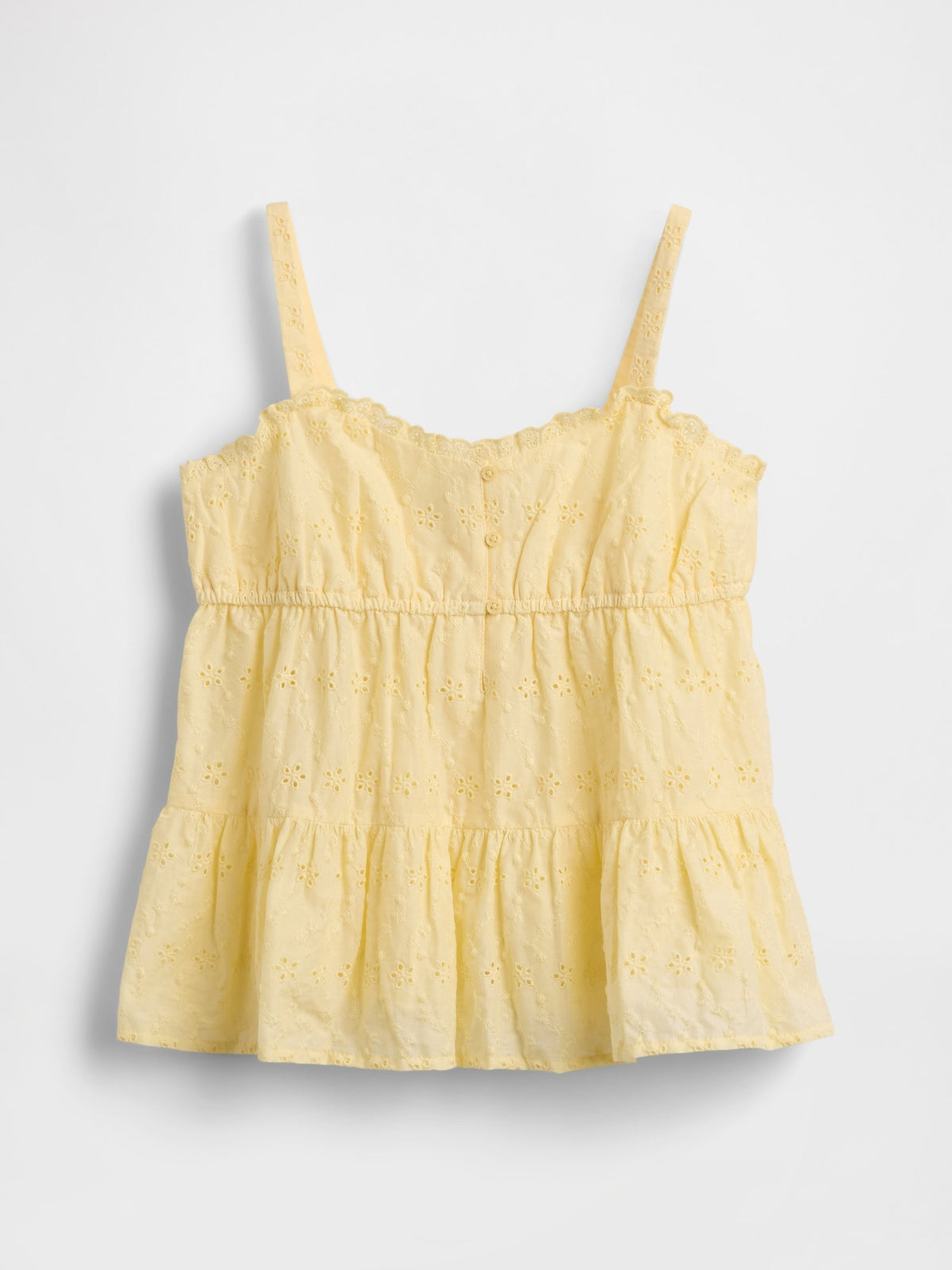 Sarı Tiered Eyelet Tank Bluz