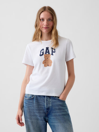 Beyaz Organik Pamuk Vintagesoft Logo T-shirt