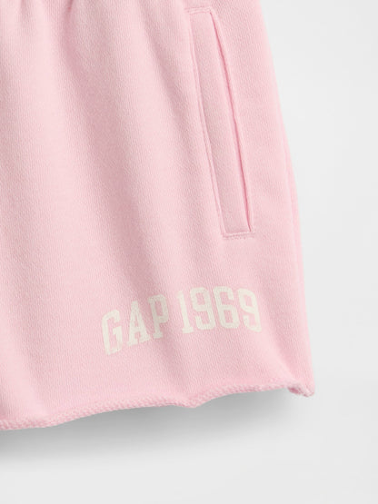 Açık Pembe Pull-on Fransız Havlu Kumaş Şort