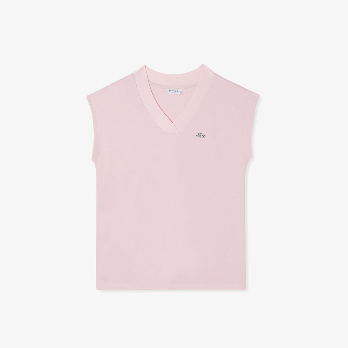 Lacoste Kadın Slim Fit V Yaka Açık Pembe T-shirt