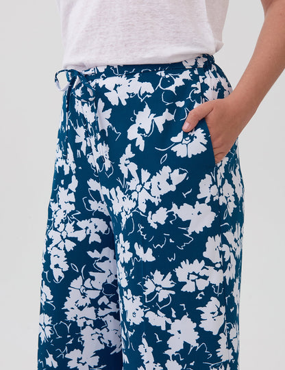 Çiçek Desenli Wide Leg Pantolon