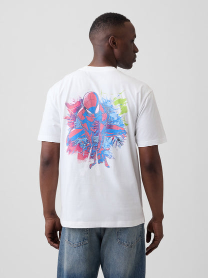 Beyaz Marvel Spider-man Everyday Soft Relaxed Grafik Baskılı T-shirt
