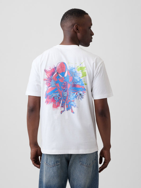 Beyaz Marvel Spider-man Everyday Soft Relaxed Grafik Baskılı T-shirt