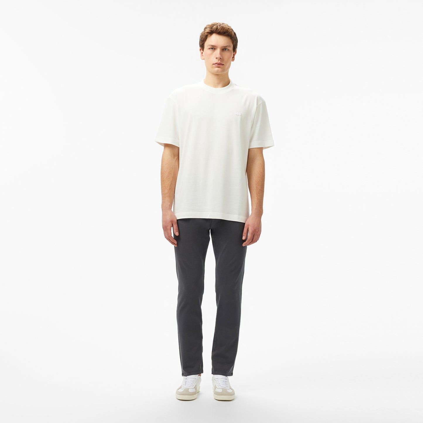 Lacoste Erkek Relaxed Fit Bisiklet Yaka Beyaz T-shirt