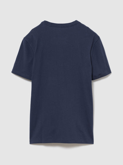 Lacivert Everyday Soft Relaxed Grafik Baskılı T-shirt