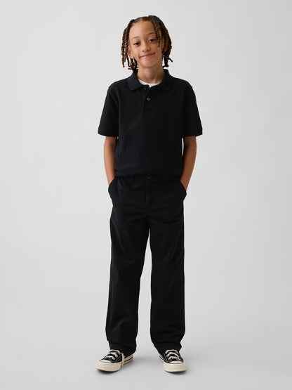 Siyah Modern Relaxed Straight Khaki Pantolon