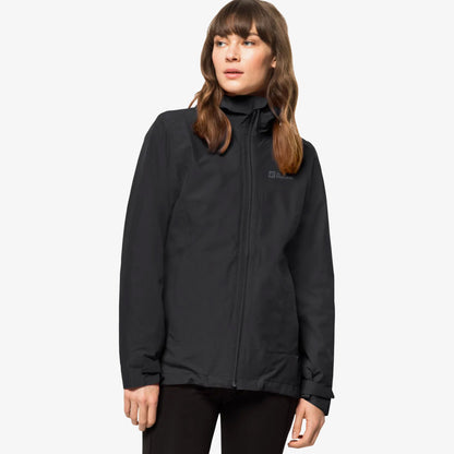 Jack Wolfskin Moonrise 3'ü 1 Arada Kadın Siyah Outdoor Mont