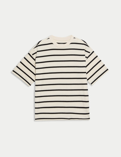 Saf Pamuk Çizgili T-shirt (6-16 Yaş)