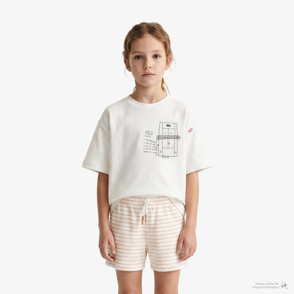 Lacoste Heavy Cotton Print Çocuk Beyaz T-shirt