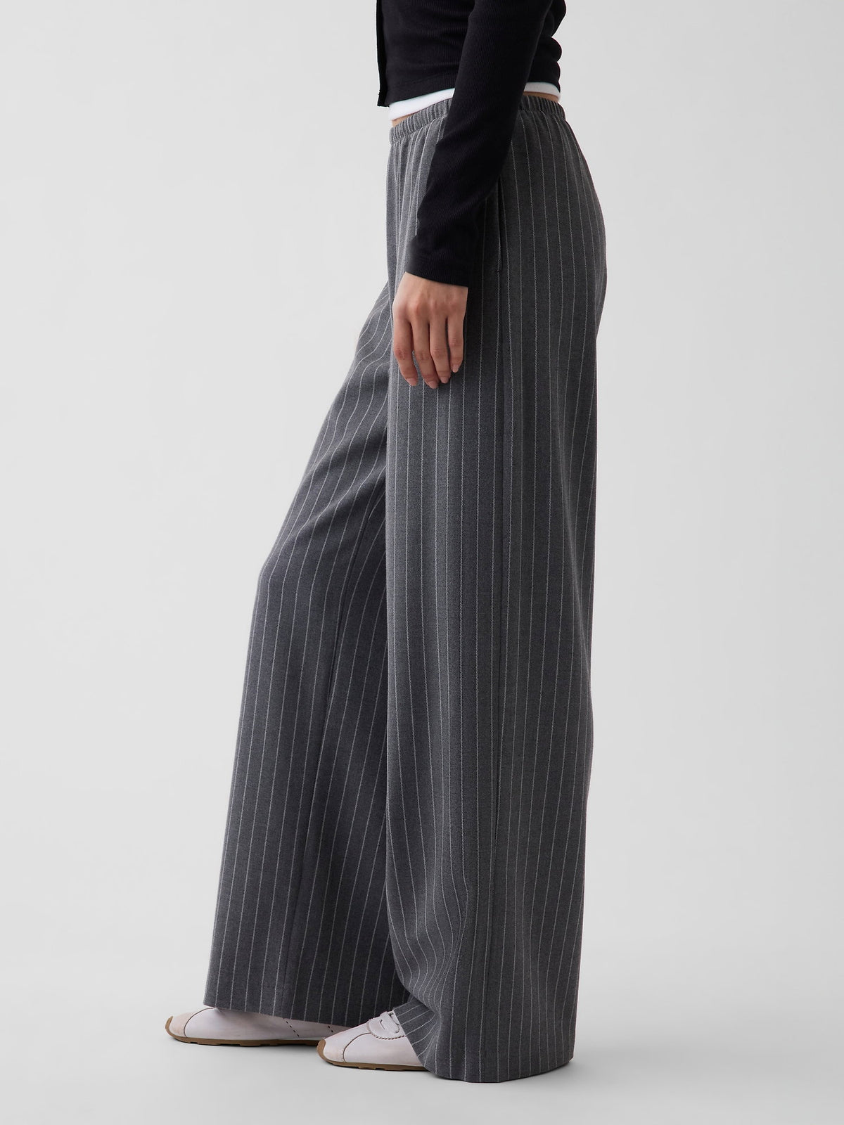 Gri Brushed Twill Easy Wide-leg Pantolon