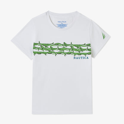 Nautica Erkek Çocuk Beyaz Regular Fit Baskılı T-shirt