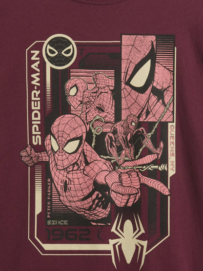 Bordo Marvel Spider-man Grafik Baskılı T-shirt