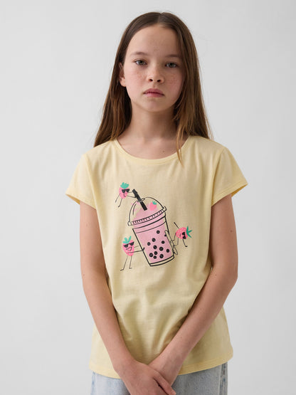 Sarı Grafik Baskılı T-shirt