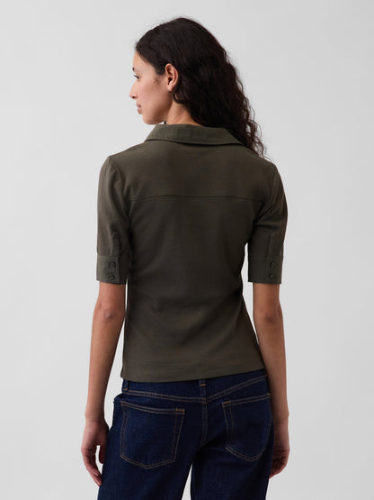 Haki Modern Elbow-sleeve Utility T-shirt