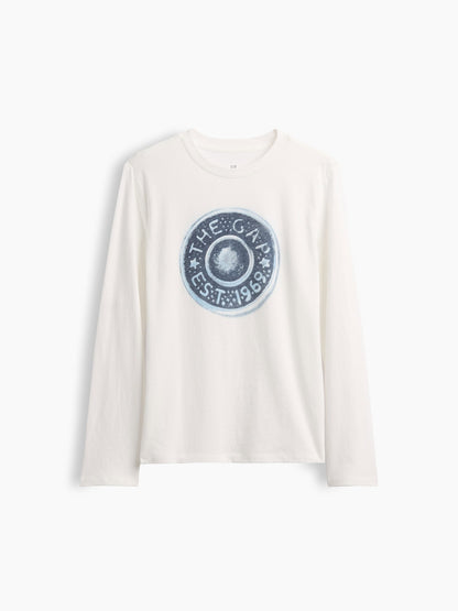 Beyaz Logo Grafik Baskılı T-shirt