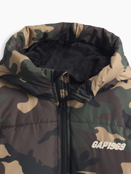 Kamuflaj Midweight Hooded Puffer Şişme Ceket