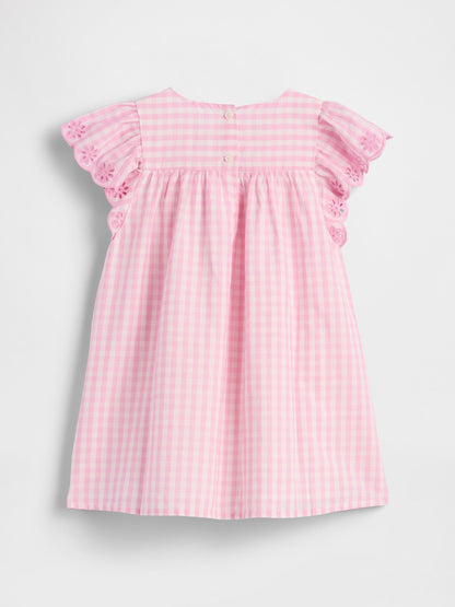 Pembe Eyelet Gingham Elbise
