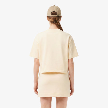 House Of Superstep X Lacoste Kapsul Koleksiyon Kadın Bej T-shirt
