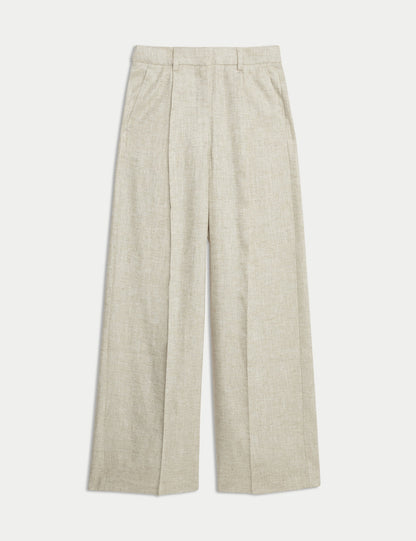 Keten Karışımlı Geniş Paça Pantolon