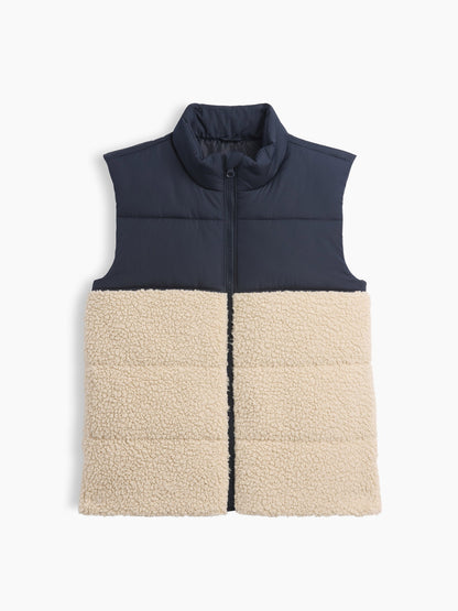 Lacivert Relaxed Sherpa Şişme Puffer Yelek