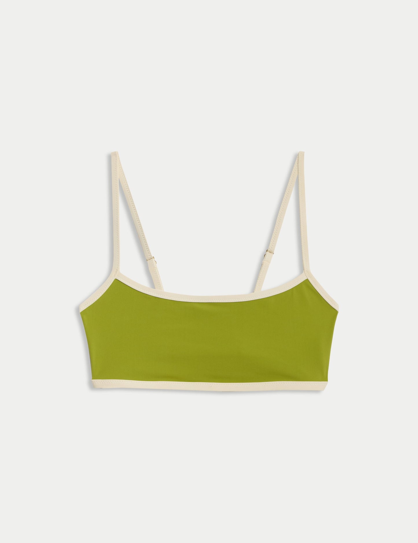 Kontrast Trim Yuvarlak Yaka Bikini Üstü