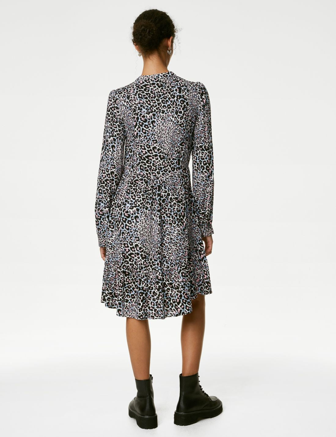 Leopar Desenli Mini Elbise