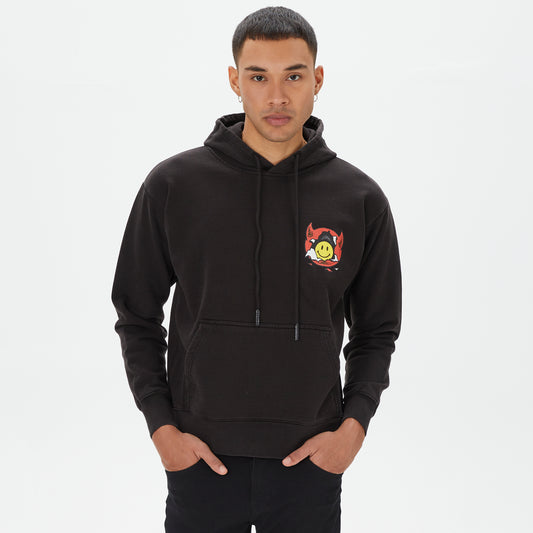 Market Smiley Inner Peace Pullover Erkek Siyah Hoodie
