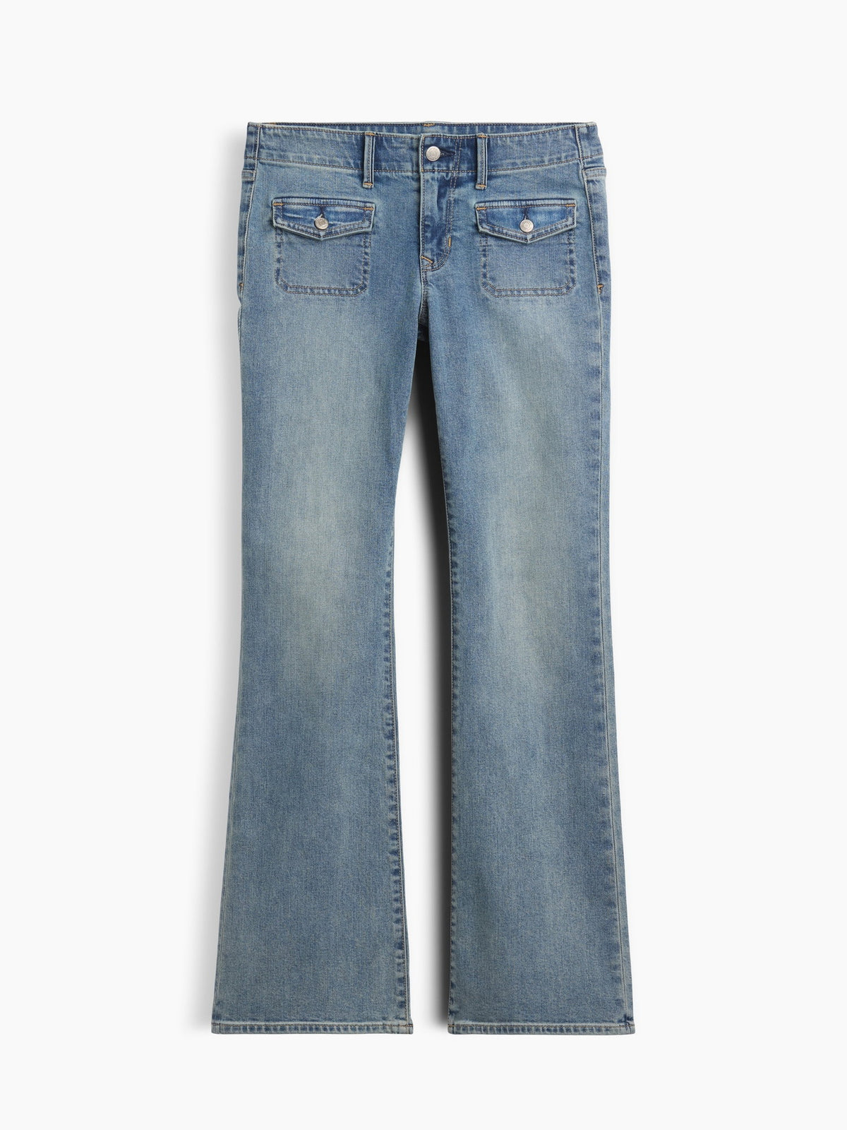 Açık Mavi Low Rise Long & Lean Patch Pocket Jean Pantolon