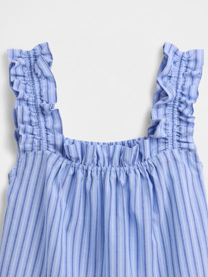 Çok Renkli Fırfırlı Poplin Pijama Üst