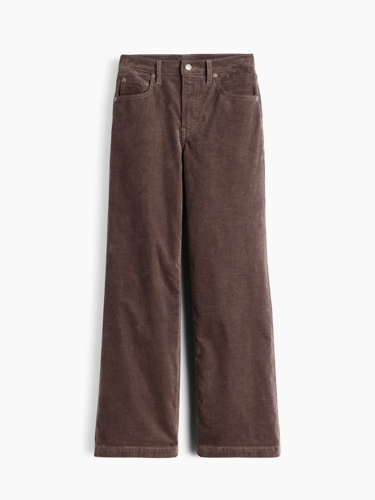 Kahverengi High Rise Kadife Stride Wide-leg Pantolon