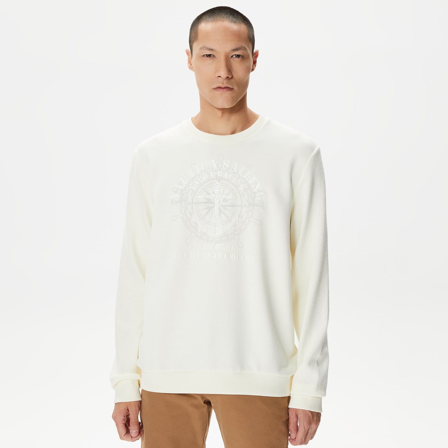 Nautica Erkek Beyaz Standart Fit Sweatshirt